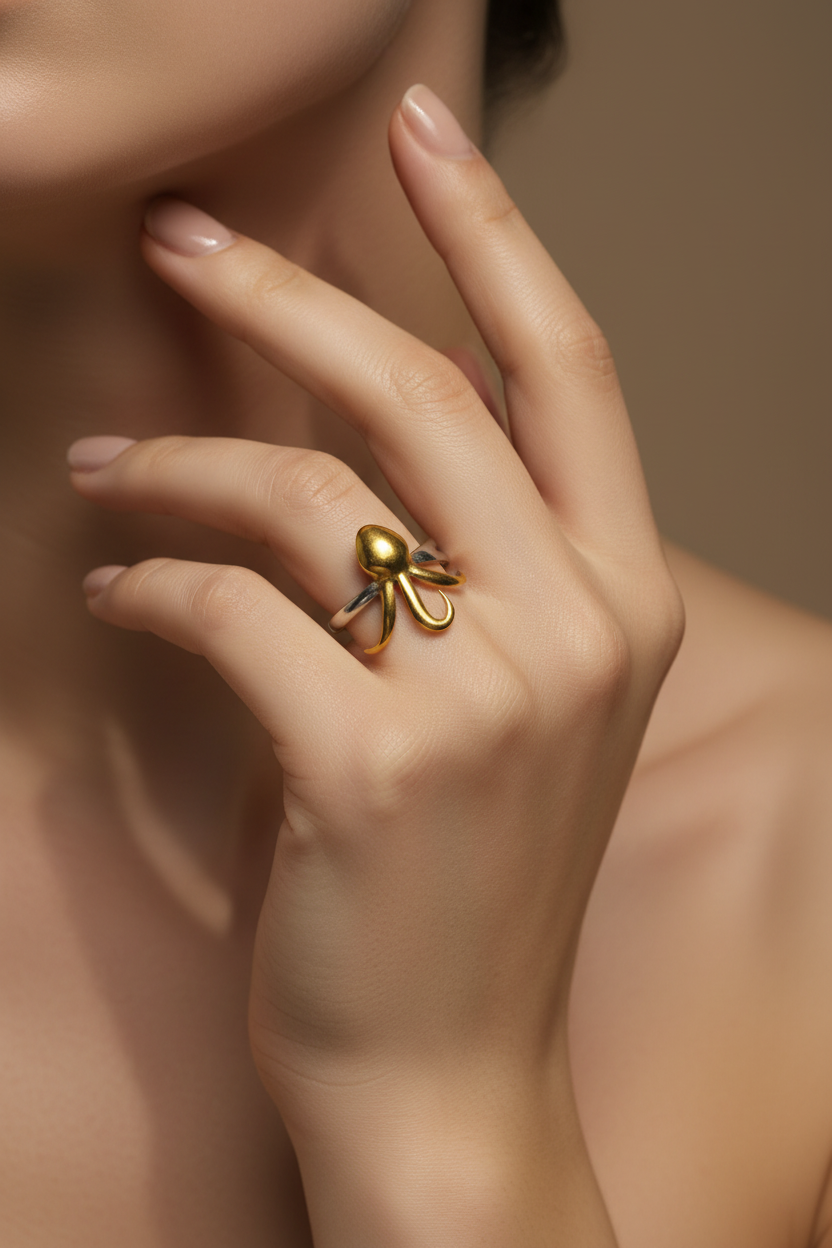 Golden Tentacle Ring