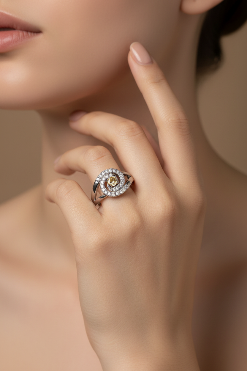 Citrine Halo Ring