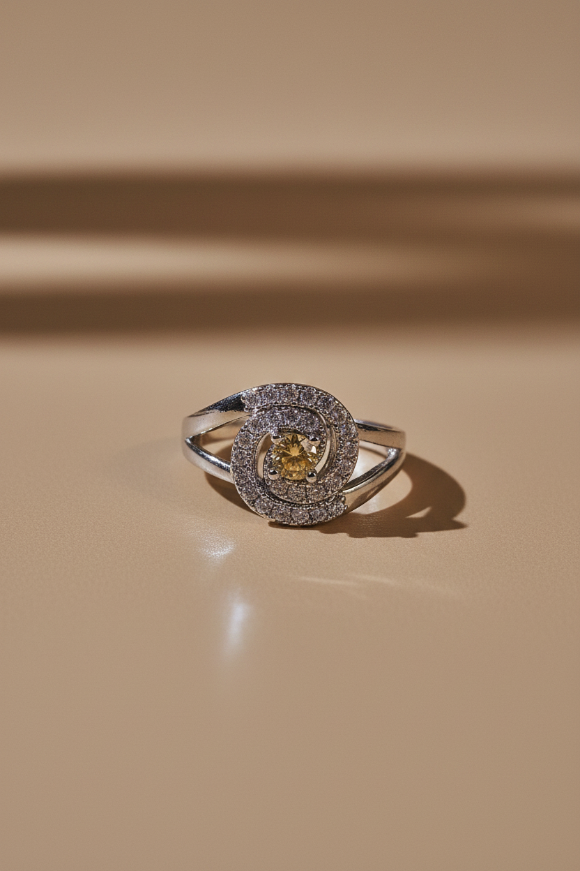 Citrine Halo Ring
